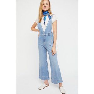 free people blue denim overalls